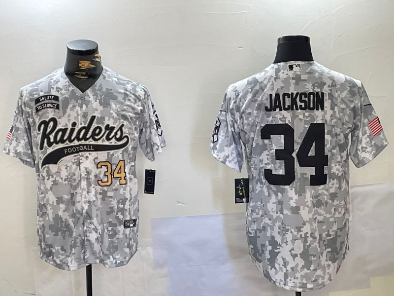 Men Oakland Raiders 34 Jackson Nike Arctic Camo 2024 Salute to Service Limited NFL Jersey style 2